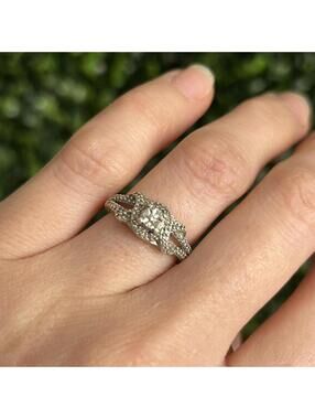 Sterling Silver Diamond Promise Ring Dainty 925 Stackable Size 4.25